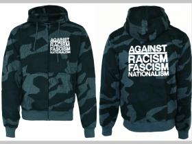 Against Racism, Fascism, nationalism  hrubá maskáčová mikina na zips s kapucou vzor Nightcamo-Nočný maskáč "Splinter"